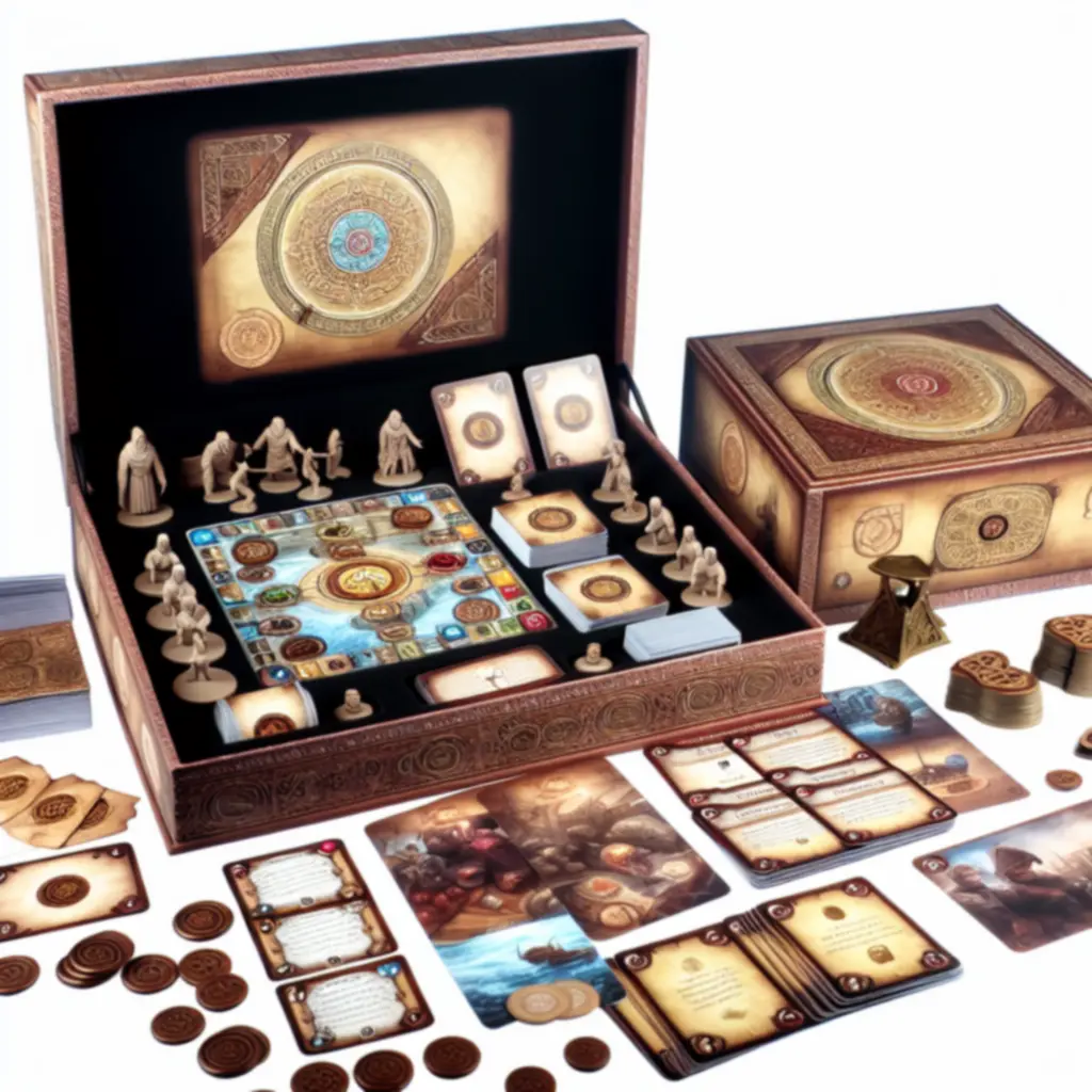 Pudełko WarThrone, karty i znaczniki w zbliżeniu