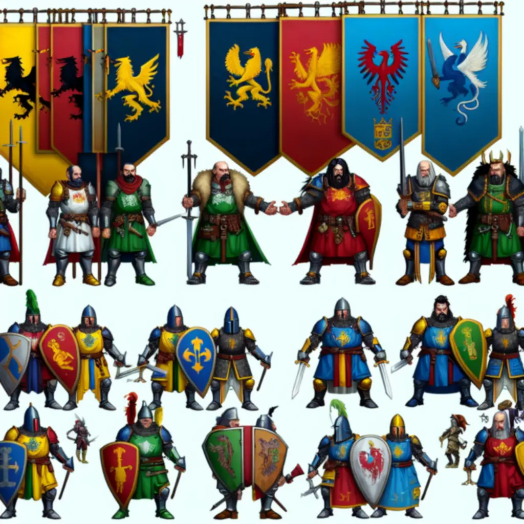 Herby i sztandary rywalizujących królestw WarThrone