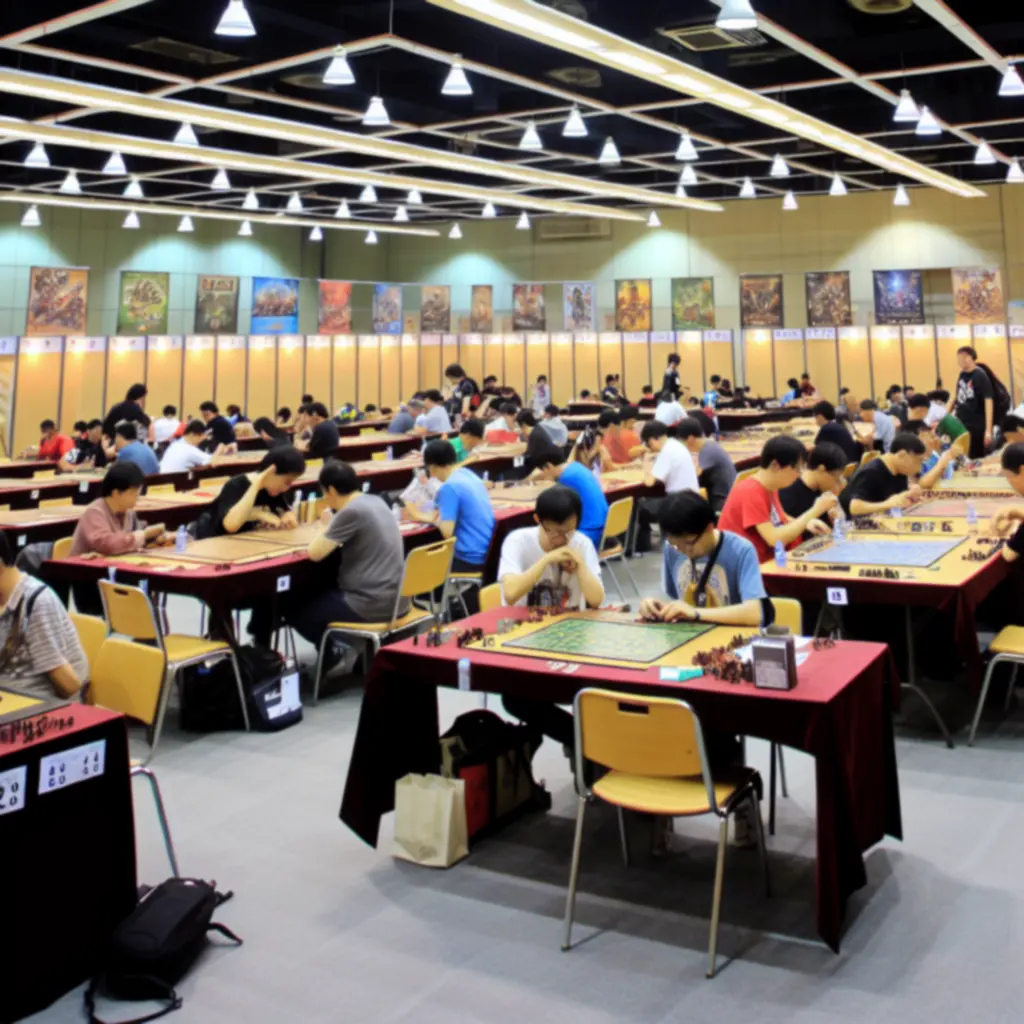 Sala turniejowa WarThrone z graczami przy stołach